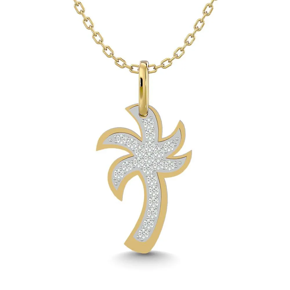 Diamond 1/10 Ct.Tw. Palm Tree Pendant in 14K Yellow Gold