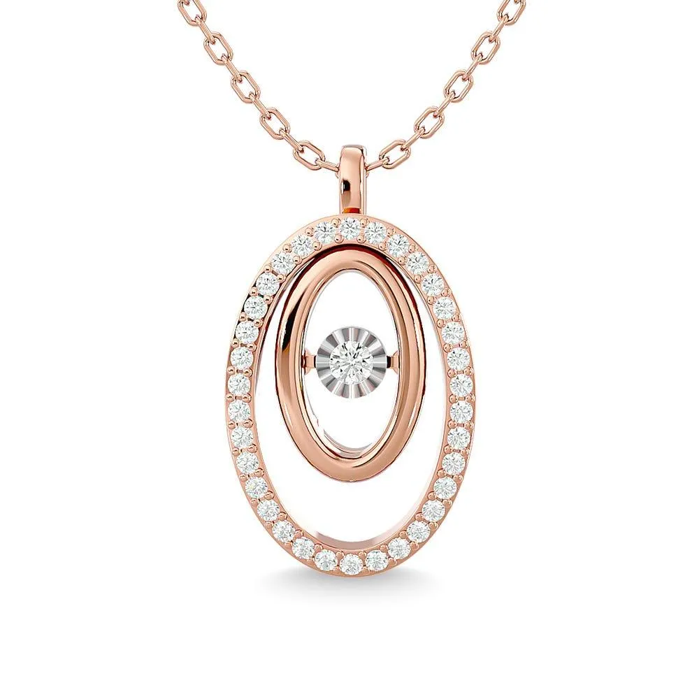 Diamond 1/4 Ct.Tw. Oval Shape Pendant in 14K Rose Gold