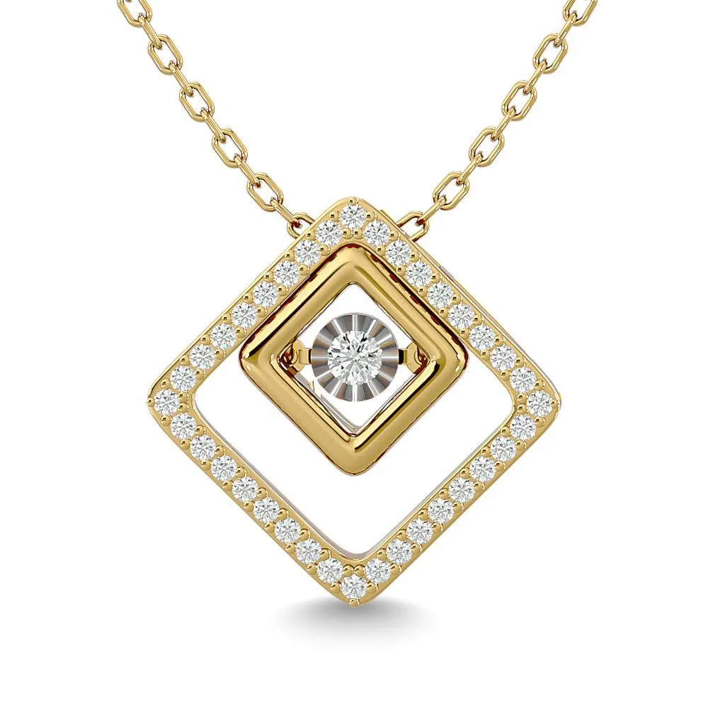 Diamond 1/4 Ct.Tw. Square Shape Pendant in 14K Yellow Gold