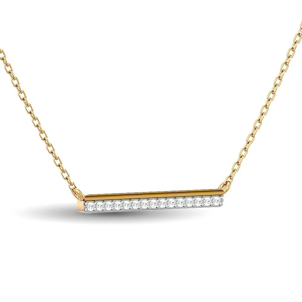 Diamond 1/6 ct tw Bar Necklace in 10K Yellow Gold