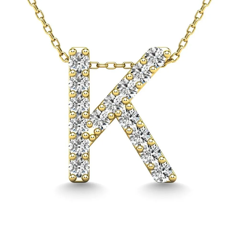 Diamond 1/8 Ct.Tw. Letter K Pendant in 14K Yellow Gold"