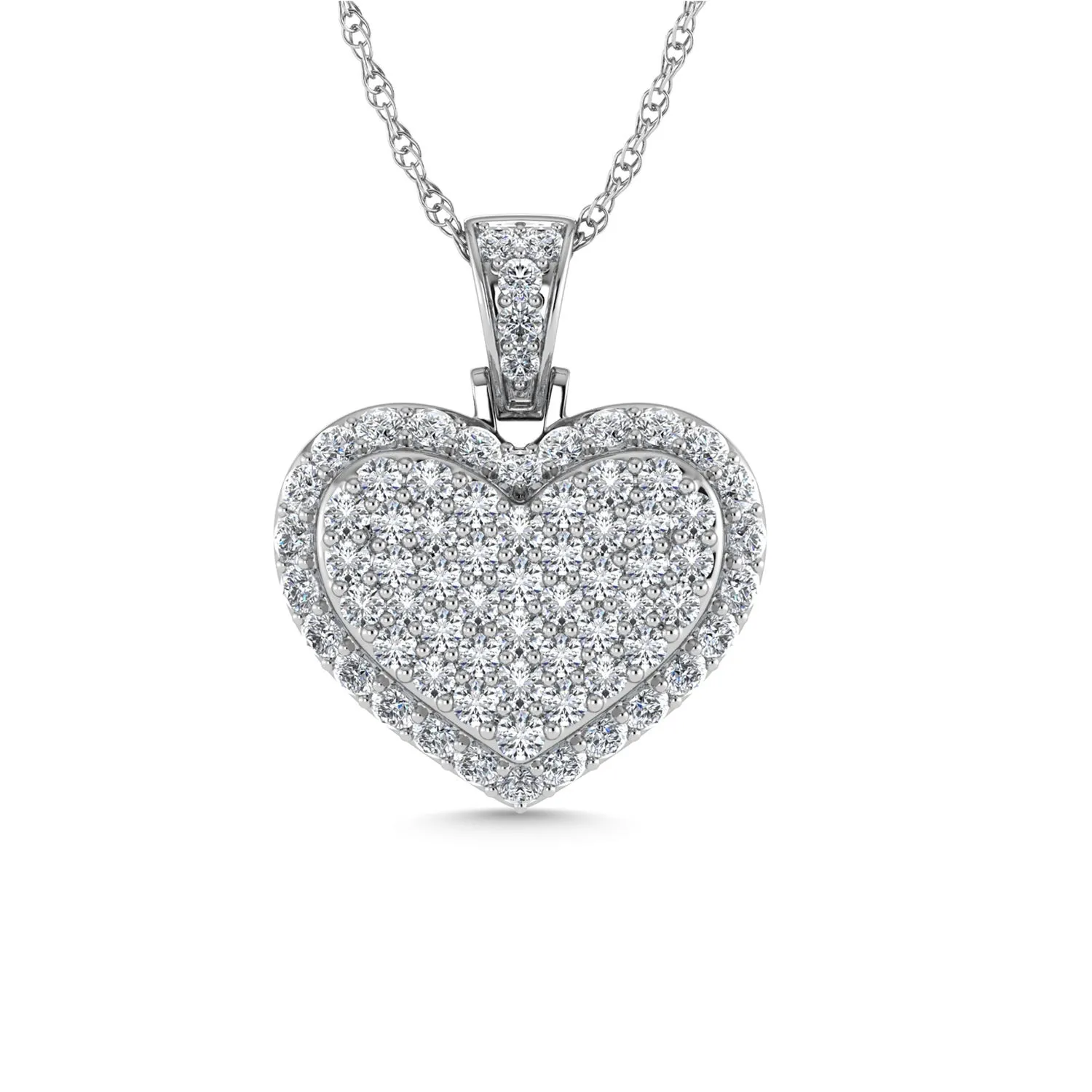 Diamond 3 Ct.Tw. Cluster Heart Pendant in 10K White Gold