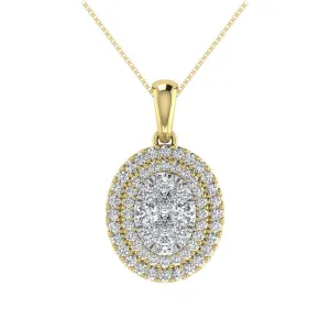 Diamond 3/4 Ct.Tw. Oval Shape Cluster Pendant in 10K Yellow Gold