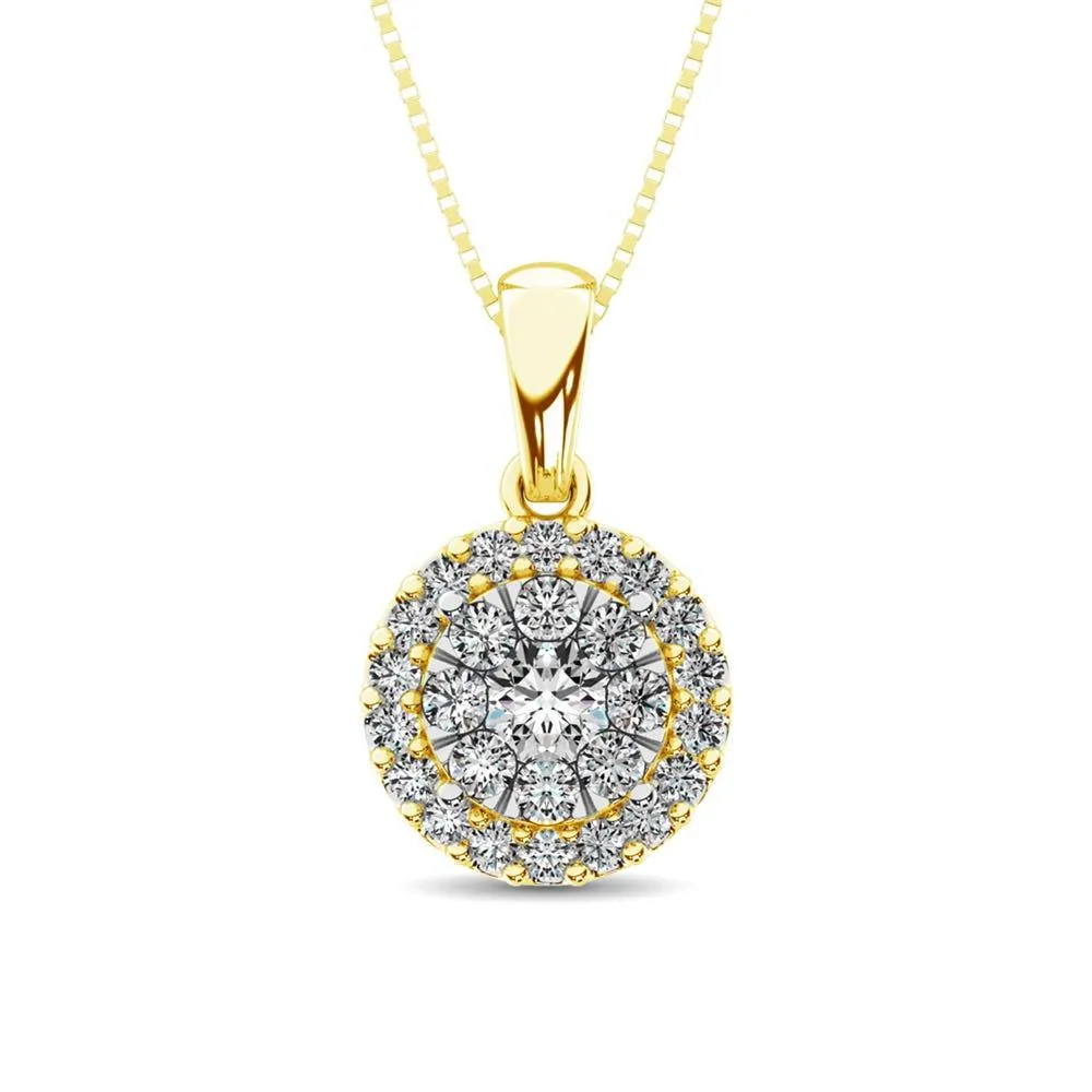 Diamond Fashion Pendant 5/8 ct tw Round Cut in 14K Yellow Gold