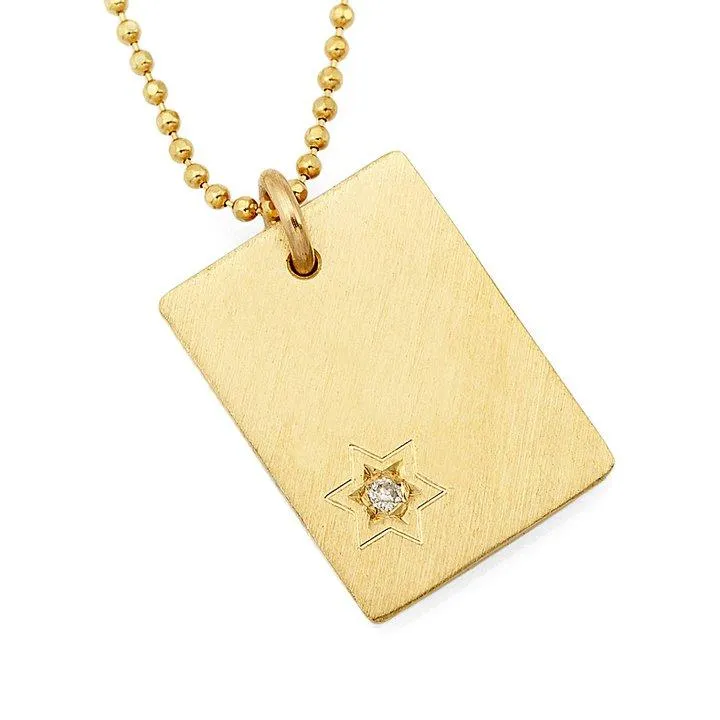 Diamond Star Tag Necklace Pendant - Silver/Gold