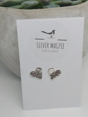 Earrings - Heart Hammered Studs