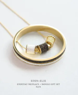 EDEN   ELIE Everyday adjustable length necklace   bangle set - bark brown