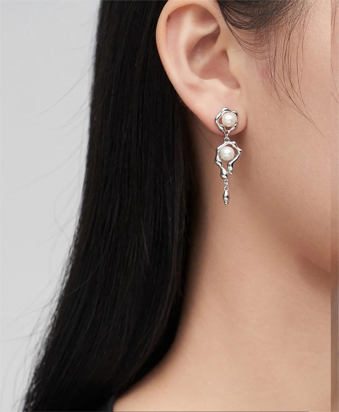 Elegant Asymmetric Pearl Earrings