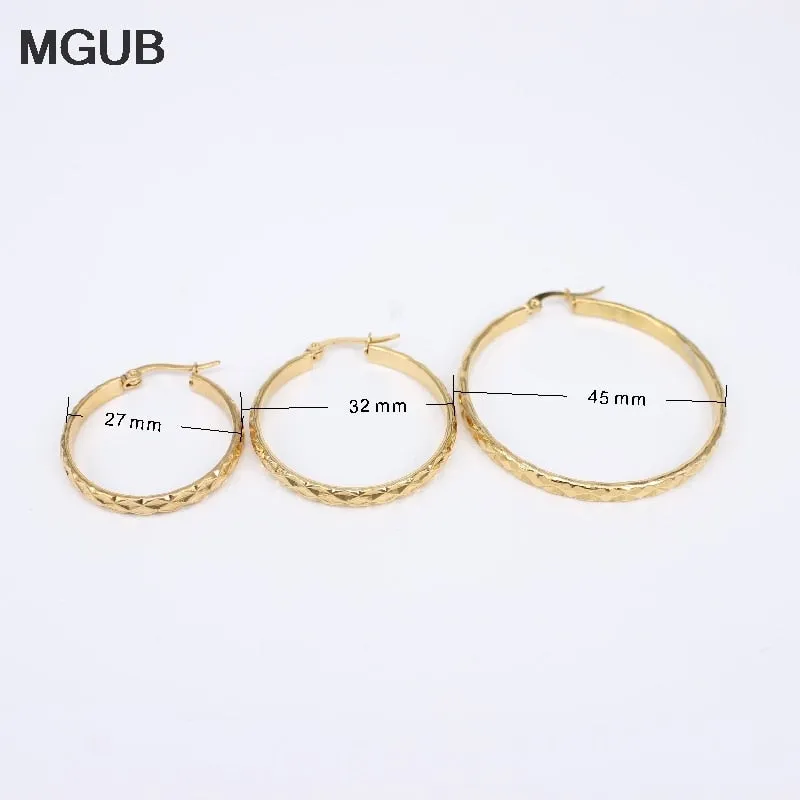 Elegant Gold Stainless Steel Hoop Earrings for Women