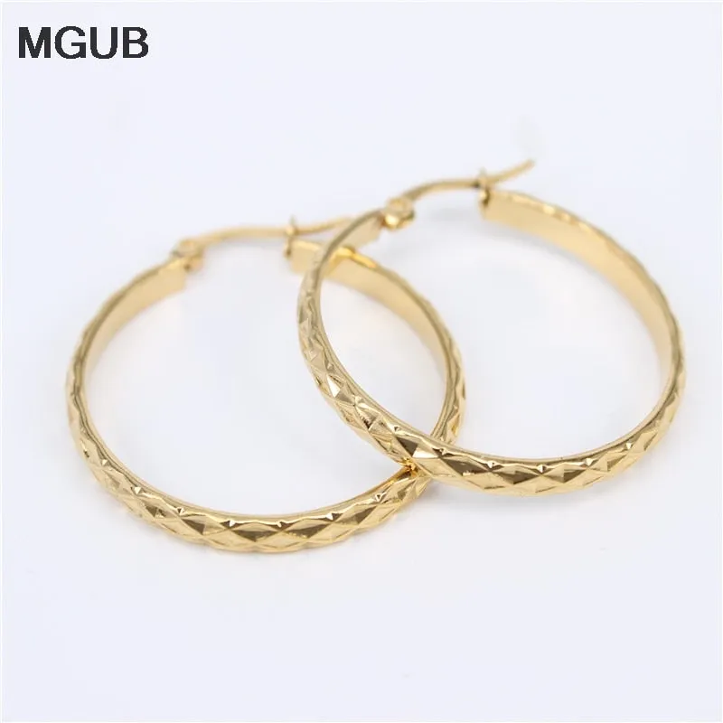 Elegant Gold Stainless Steel Hoop Earrings for Women