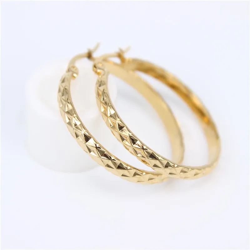 Elegant Gold Stainless Steel Hoop Earrings for Women