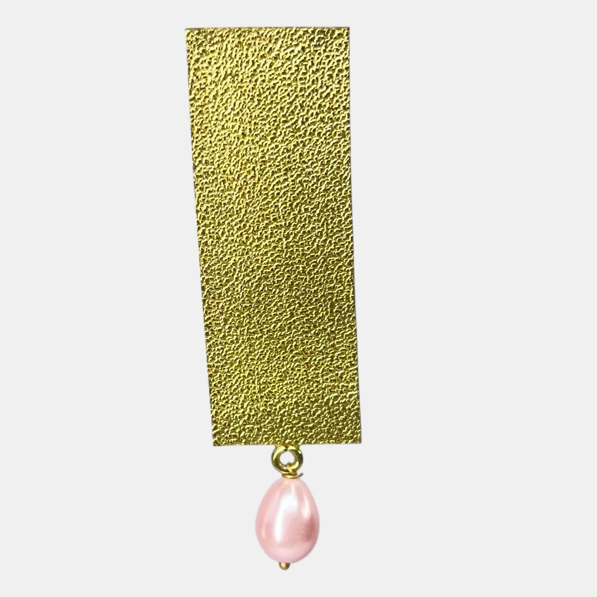 Elegant Gold Textured Square Statement Earrings with Pearl Drop