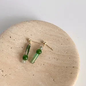 Elegant Green Beaded Drop Earrings -jlt11796