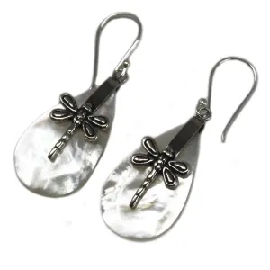 Elegant Handcrafted Shell & Silver Dragonfly Earrings - Quality 925 Silver | Handmade in Bali