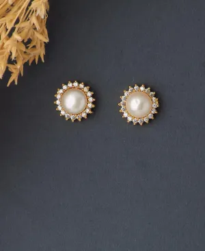 Elegant Real Pearl Stud Earring