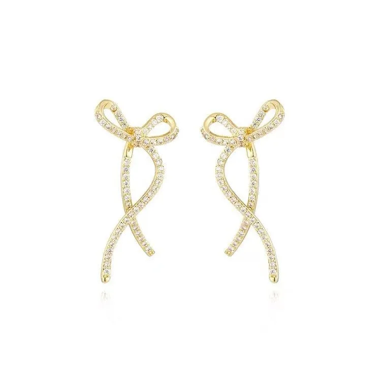 Elegant Rhinestone Bowknot Earrings