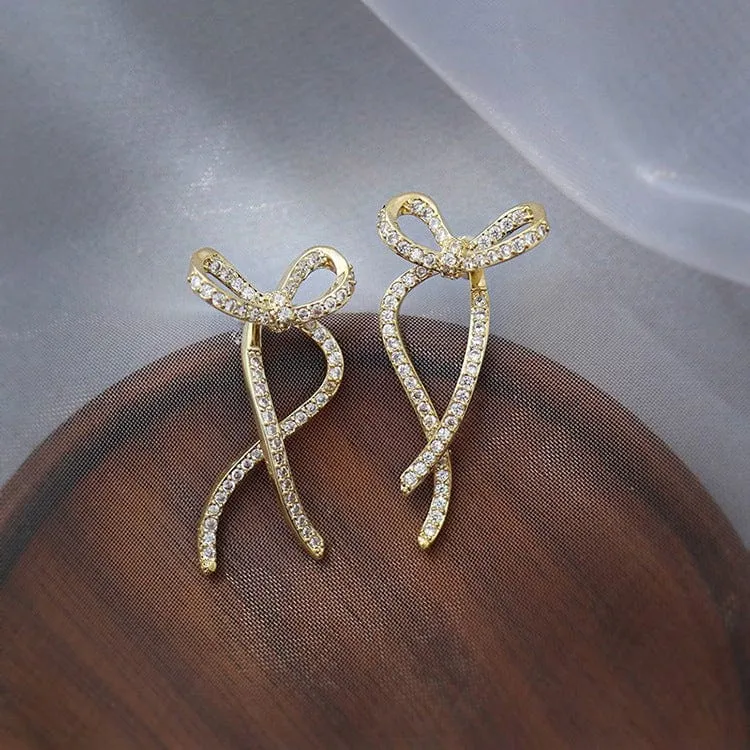 Elegant Rhinestone Bowknot Earrings