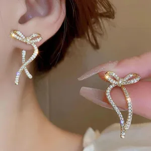 Elegant Rhinestone Bowknot Earrings