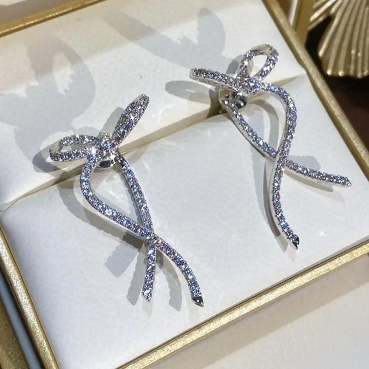 Elegant Rhinestone Bowknot Earrings