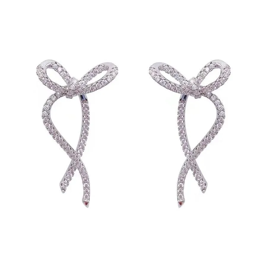 Elegant Rhinestone Bowknot Earrings