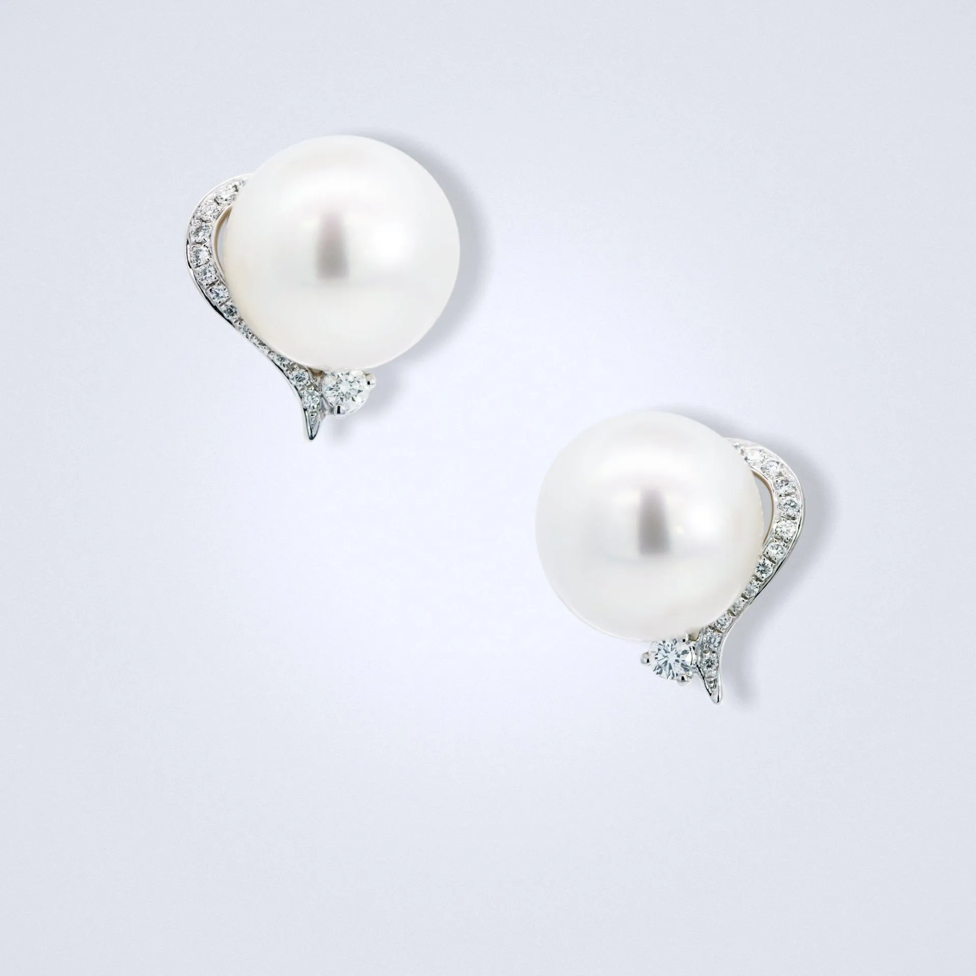 Elegant South Sea Pearl Diamond Earrings