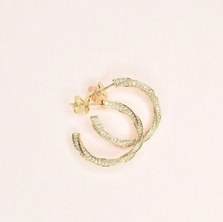 Elegant Swirl Diamond Hoops