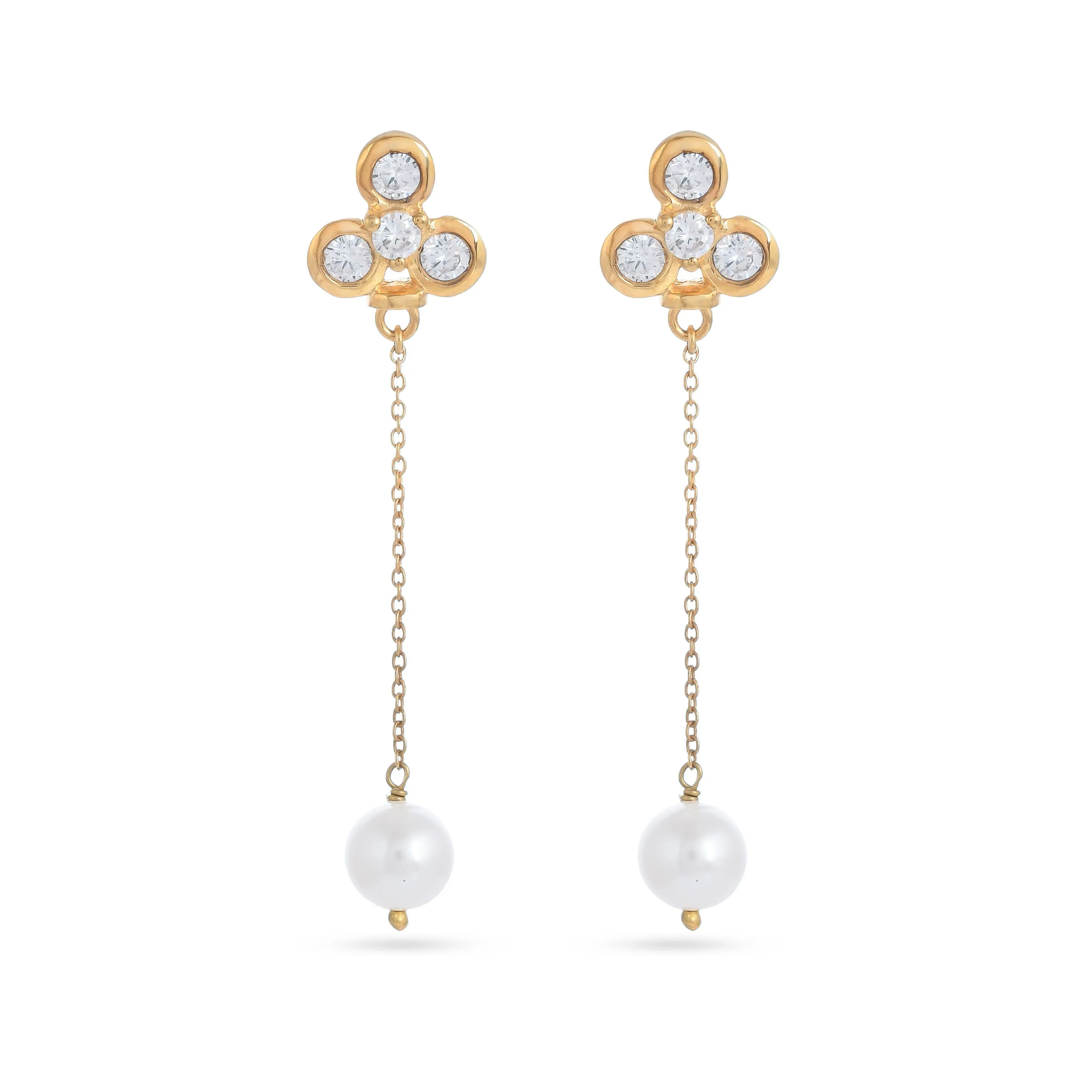 Elegant White Cz Pearl Silver Earring - From Purl