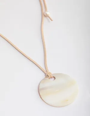 Fabric Rounded Disc Shell Necklace