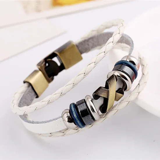 Fashion Jewelry anchor Alloy Leather Bracelet Men Casual personality PU Woven Beaded Bracelet Vintage Punk Bracelet Women BC036