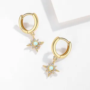 FE0010 Opal Starburst Huggies Earrings