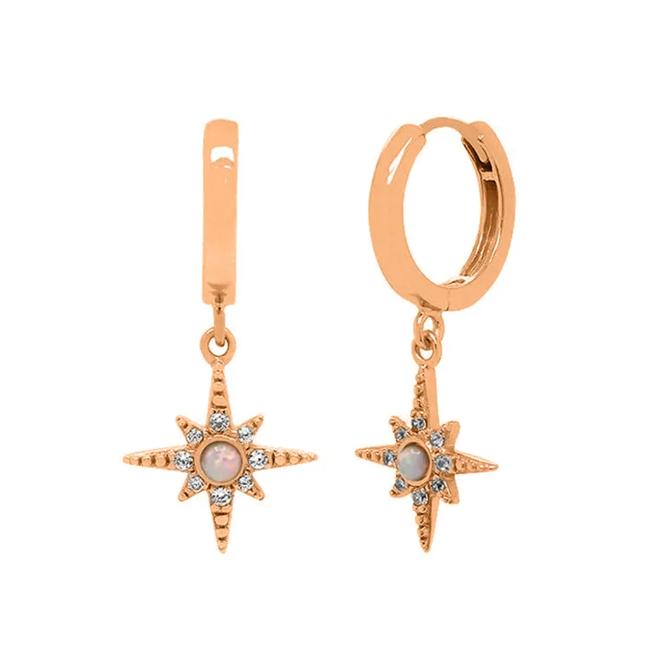 FE0010 Opal Starburst Huggies Earrings