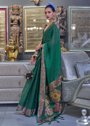 Festive Look Enormous Green Dual Tone Organza Silk Saree