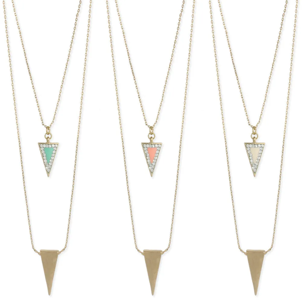 Gold and Enamel Triangle Necklace