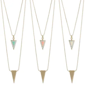 Gold and Enamel Triangle Necklace