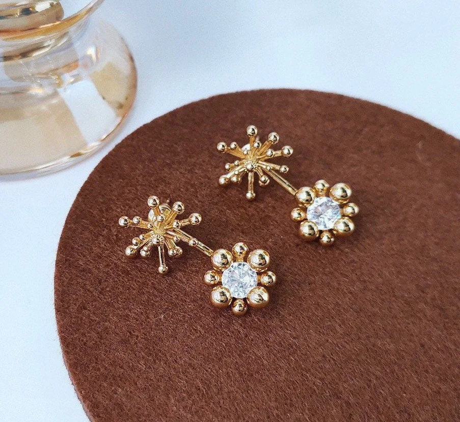 Gold Diamond Firework Earrings