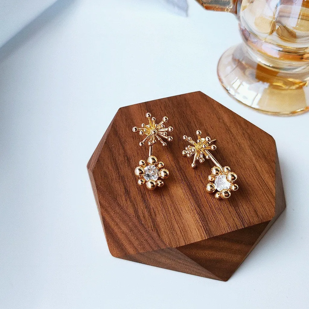 Gold Diamond Firework Earrings