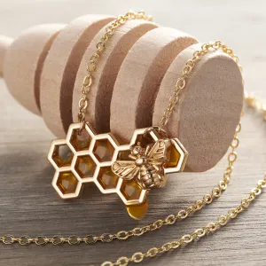 Gold Dripping Honeycomb Necklace