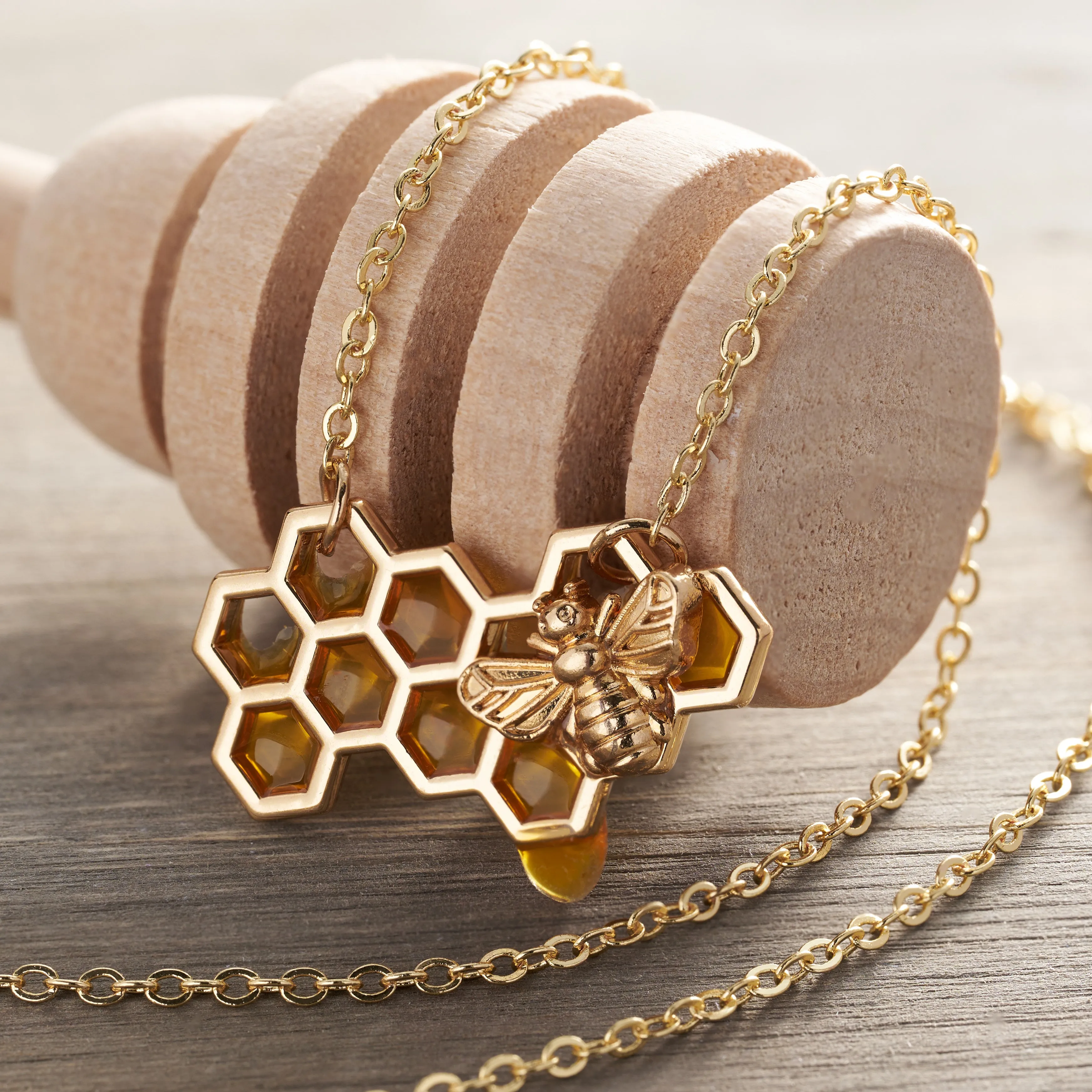 Gold Dripping Honeycomb Necklace