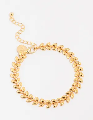 Gold Plated Brass Toga Leaf Bracelet