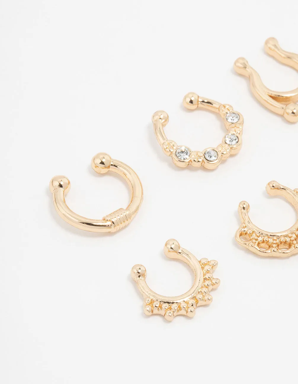 Gold Plated Faux Septum Rings 6-Pack