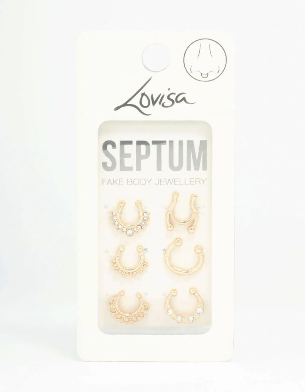 Gold Plated Faux Septum Rings 6-Pack