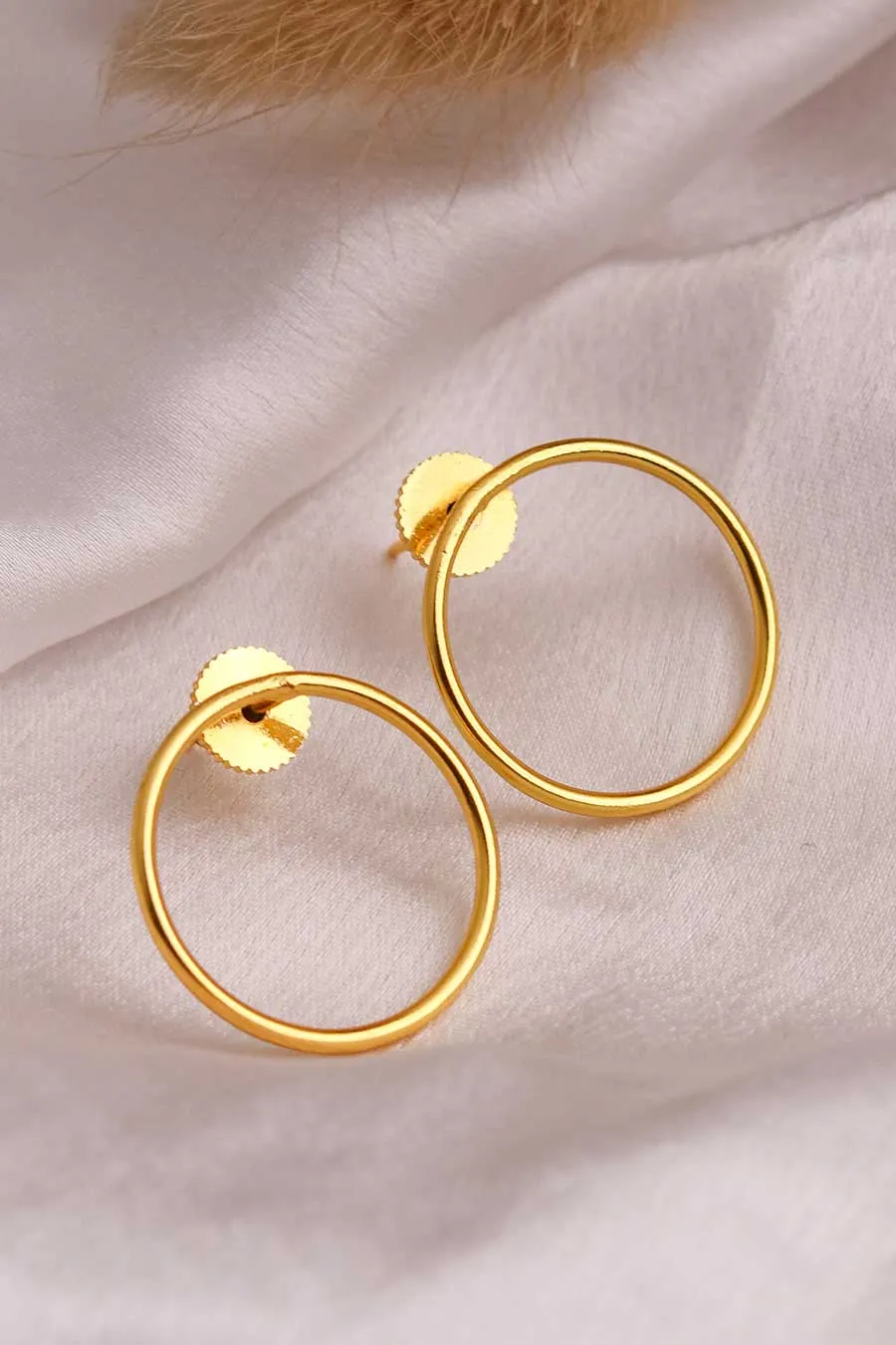 Gold Plated Simple Round Studs Earrings