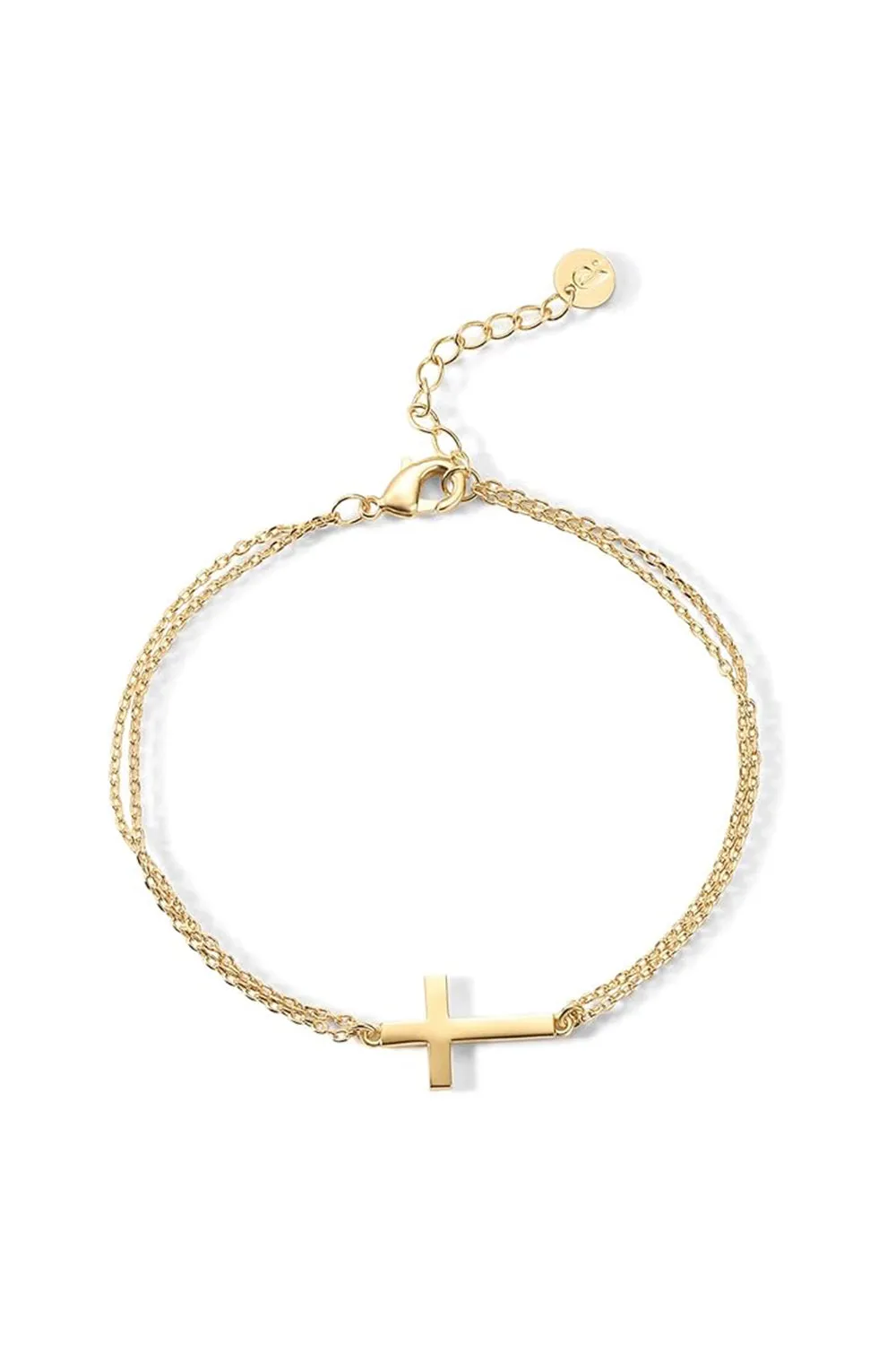 Gold Sideways Cross Station Bracelets