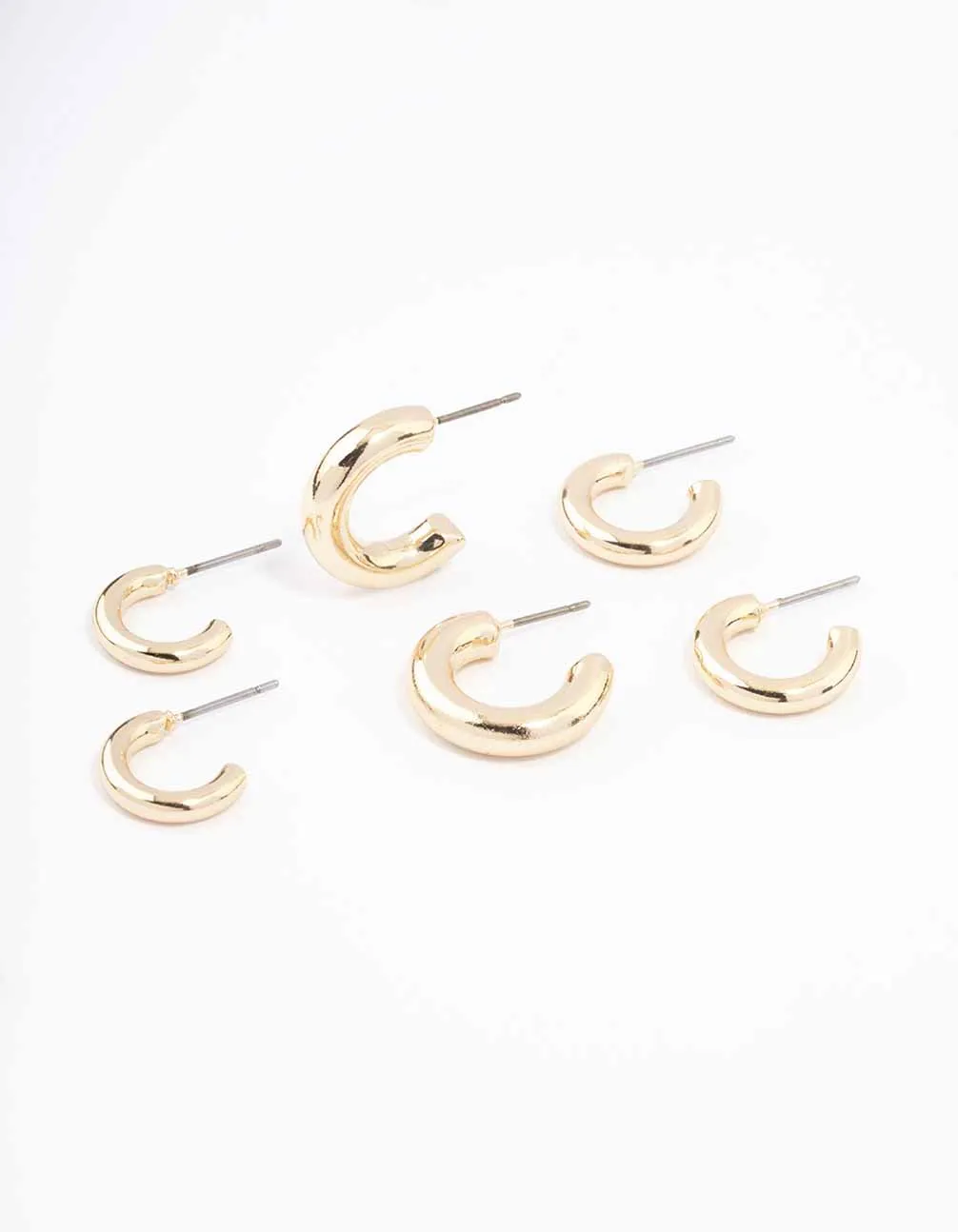 Gold Simple Chunky Huggie Hoop Earrings