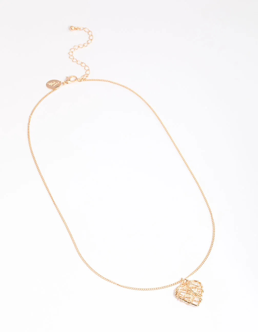 Gold Wrapped Heart Pendant Necklace