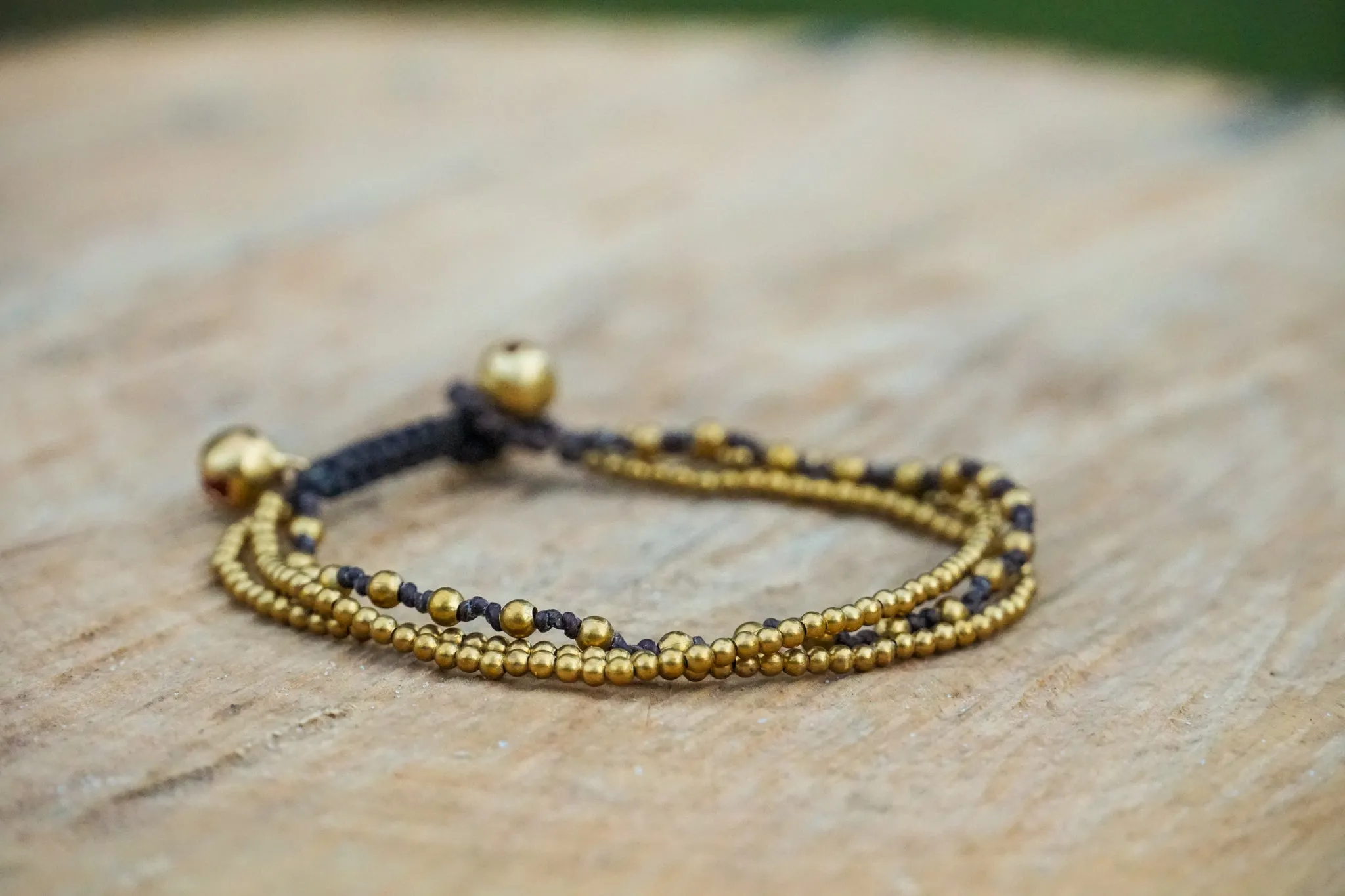 Golden Woven Triple Strand Boho Brass Bracelet