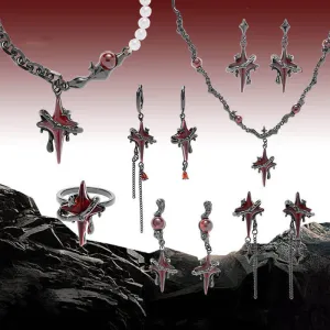 Gothic Thorns Four-Pointed Star Alloy Jewelry Set