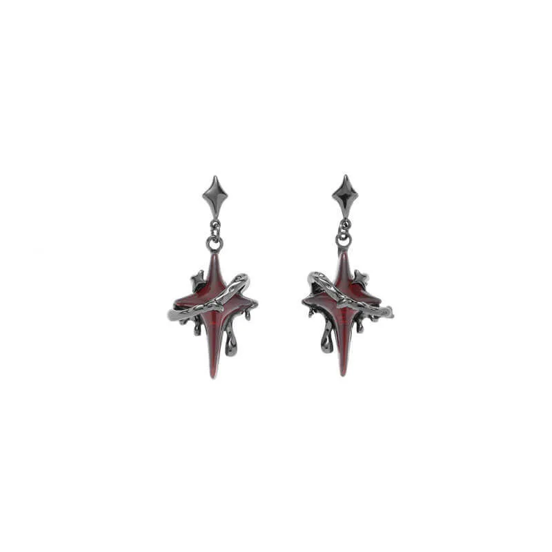 Gothic Thorns Four-Pointed Star Alloy Jewelry Set