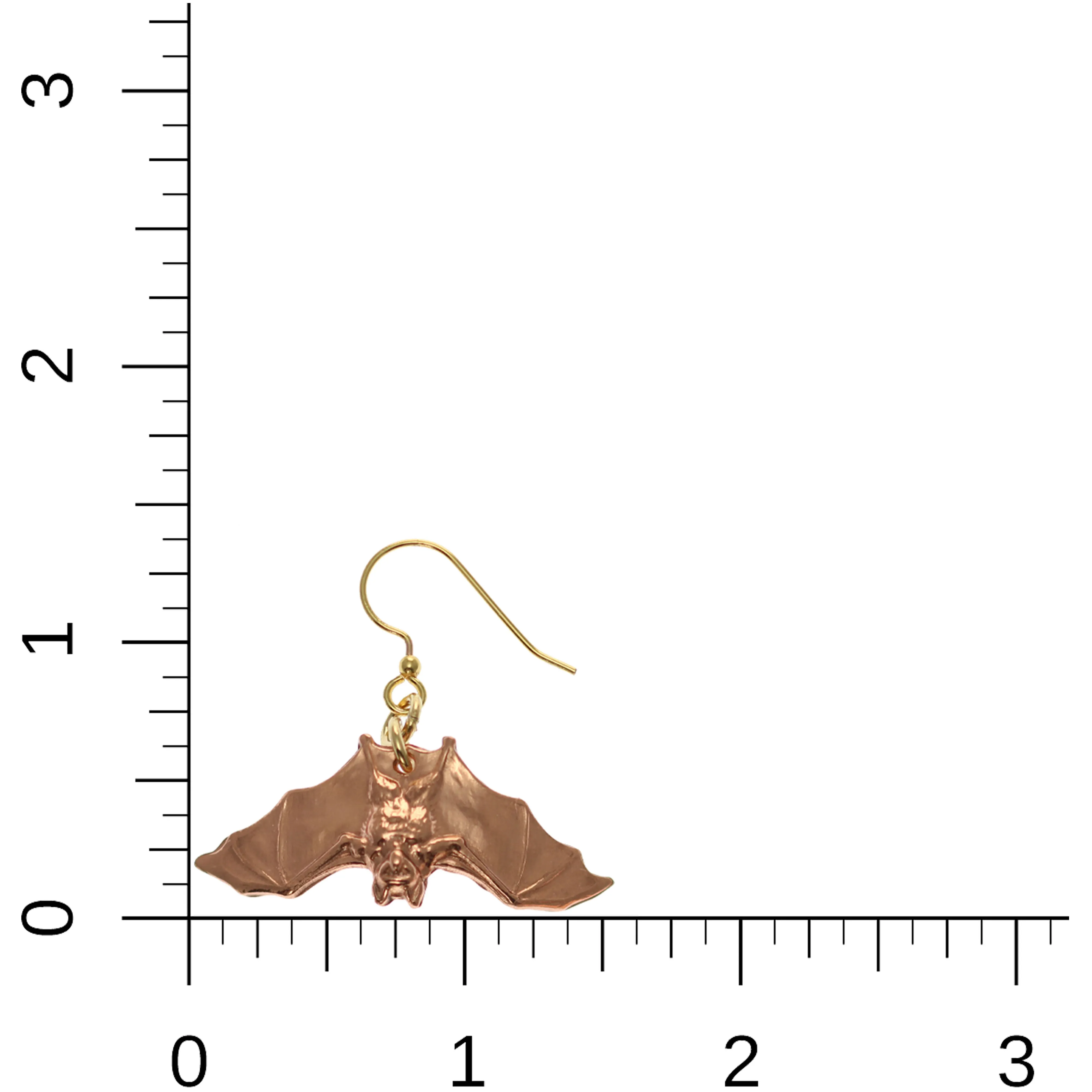 Hanging Bat Copper Dangle Earrings