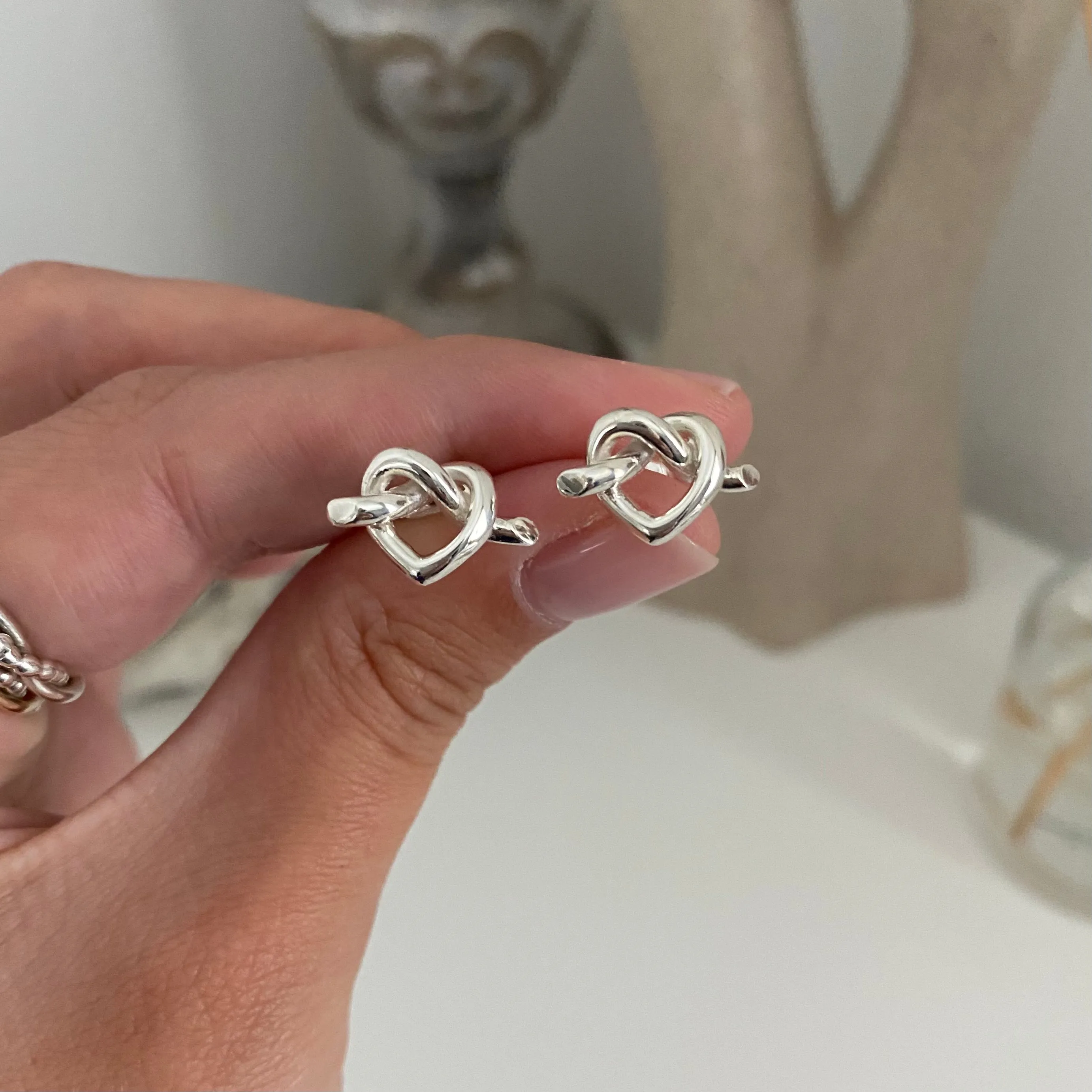 Heart Knot Stud Earrings